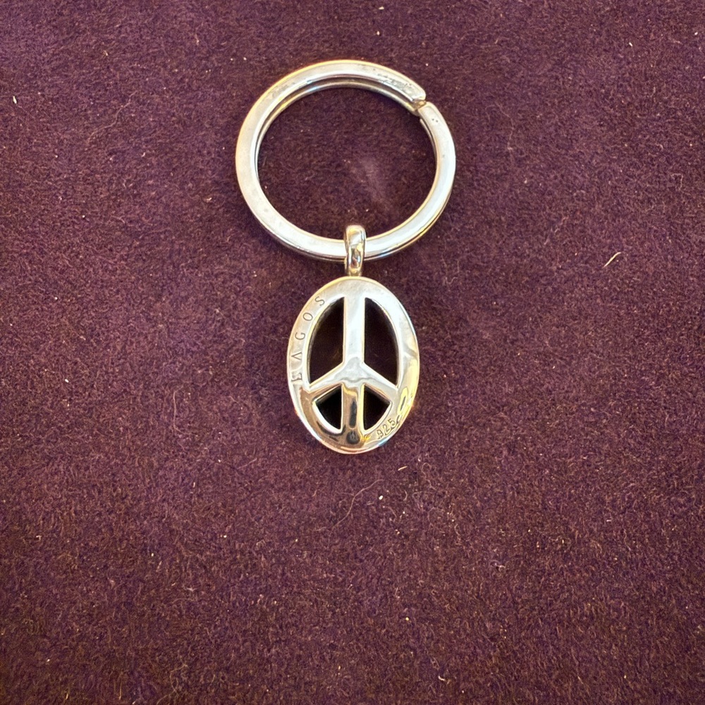 LAGOS Silver Peace Emblem Keychain